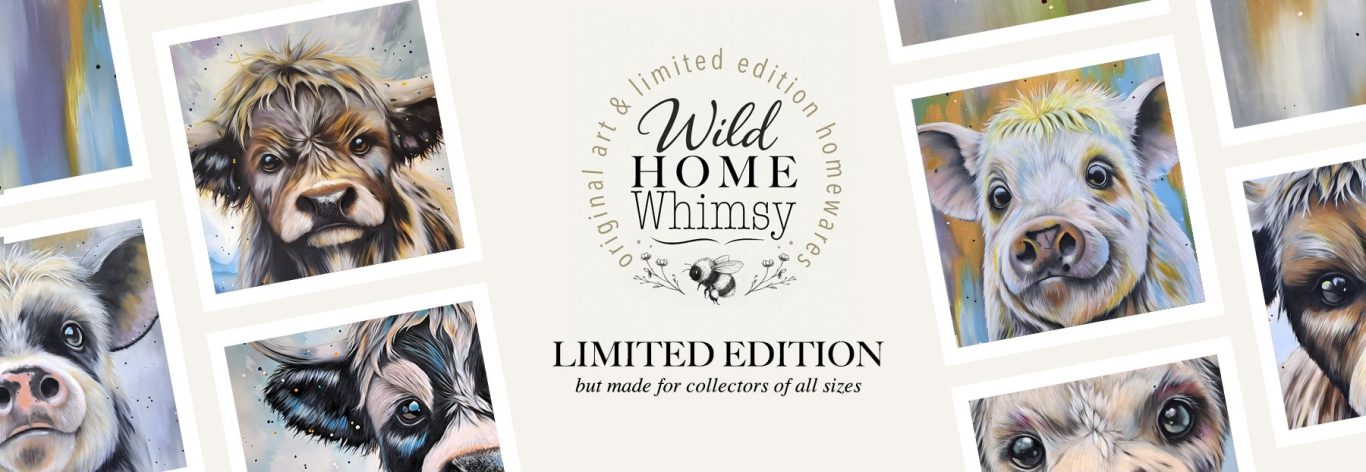 Welcome to Wild Home Whimsy A collage of farm animal portraits with the text "Limited Edition" featured prominently.